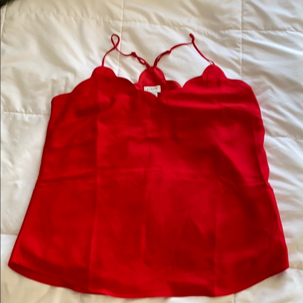 NWT J. Crew Scalloped Cami - Red